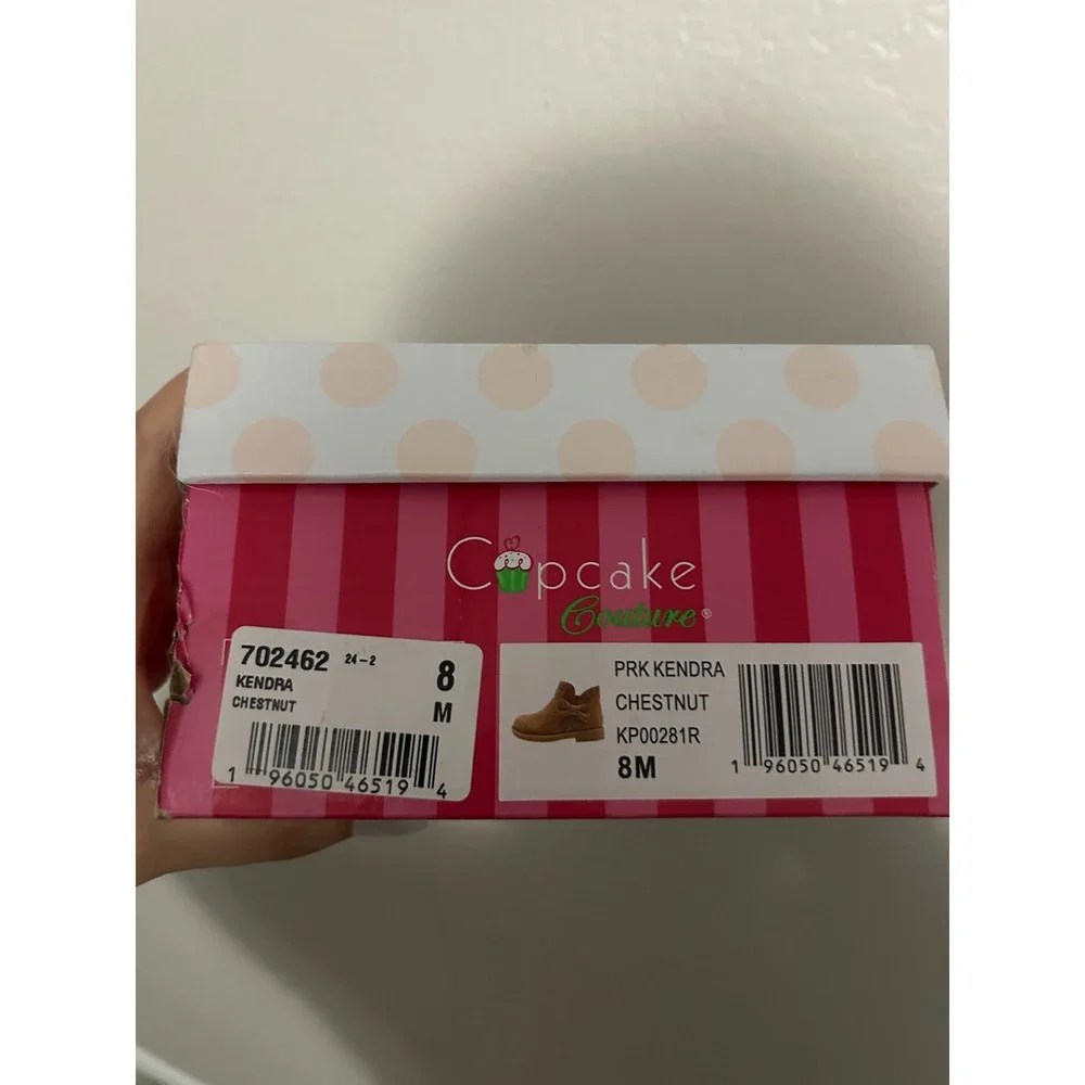 NIB‎ Cupcake Couture Girls' Chestnut Brown Ankle Boots with Bow Accent - Size 8M